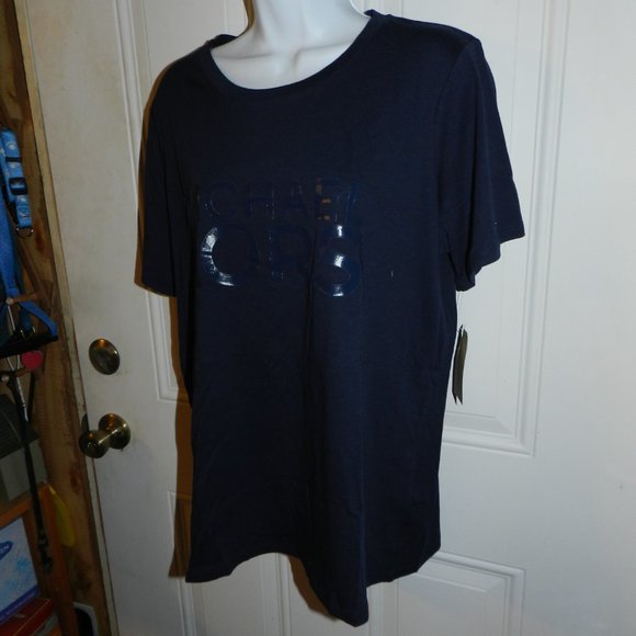 Michael Kors Women's Logo Solid Comfort Tee Navy Blue Sizes Varys S-XL NWT! - Picture 1 of 12